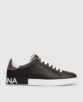 Dolce&Gabbana Black leather Portofino sneakers CS2216AH527