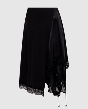 Vetements Black asymmetrical skirt with lace WE76SK575B