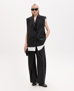 Juun.j Black sleeveless jacket with wool JW6511W505