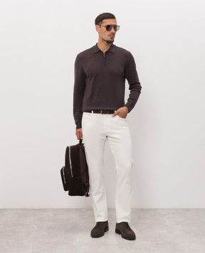 Canali White jeans with logo patch PD0163791719