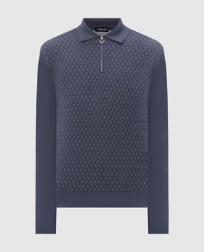 Stefano Ricci Blue wool and silk polo shirt KE06016P30E26302