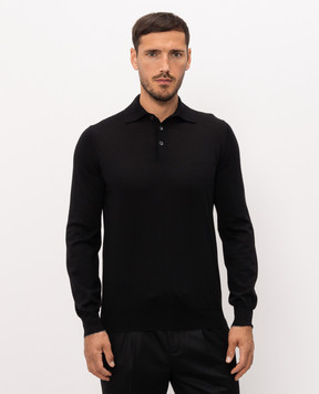 Brunello Cucinelli Black wool and cashmere polo shirt M2400295