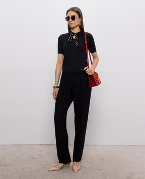 Valentino Black top with wool 9B3KC75JAF6