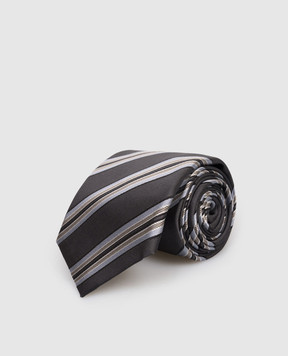 Brunello Cucinelli Gray striped silk tie MR8370018