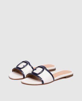 Santoni White leather flip-flops with contrast trim WHPF72095HA1NRTT