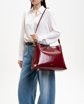 Dolce&Gabbana Vittoria burgundy glossy leather bag BB7942AZ000