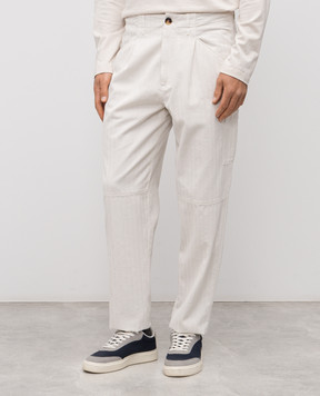Brunello Cucinelli Beige pants with woven pattern M232PF1060