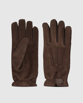 Stefano Ricci Brown suede gloves MUG6300020LACONV