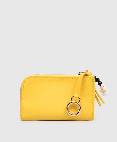 Yellow leather cardholder