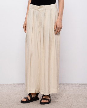 UMA WANG Beige Poetic striped pants UW3011