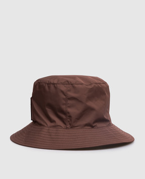 Yves Salomon Army Brown Panama hat with logo patch 26EFA036XXL04W