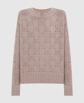 Allude Beige cashmere and silk patterned sweater 26577021
