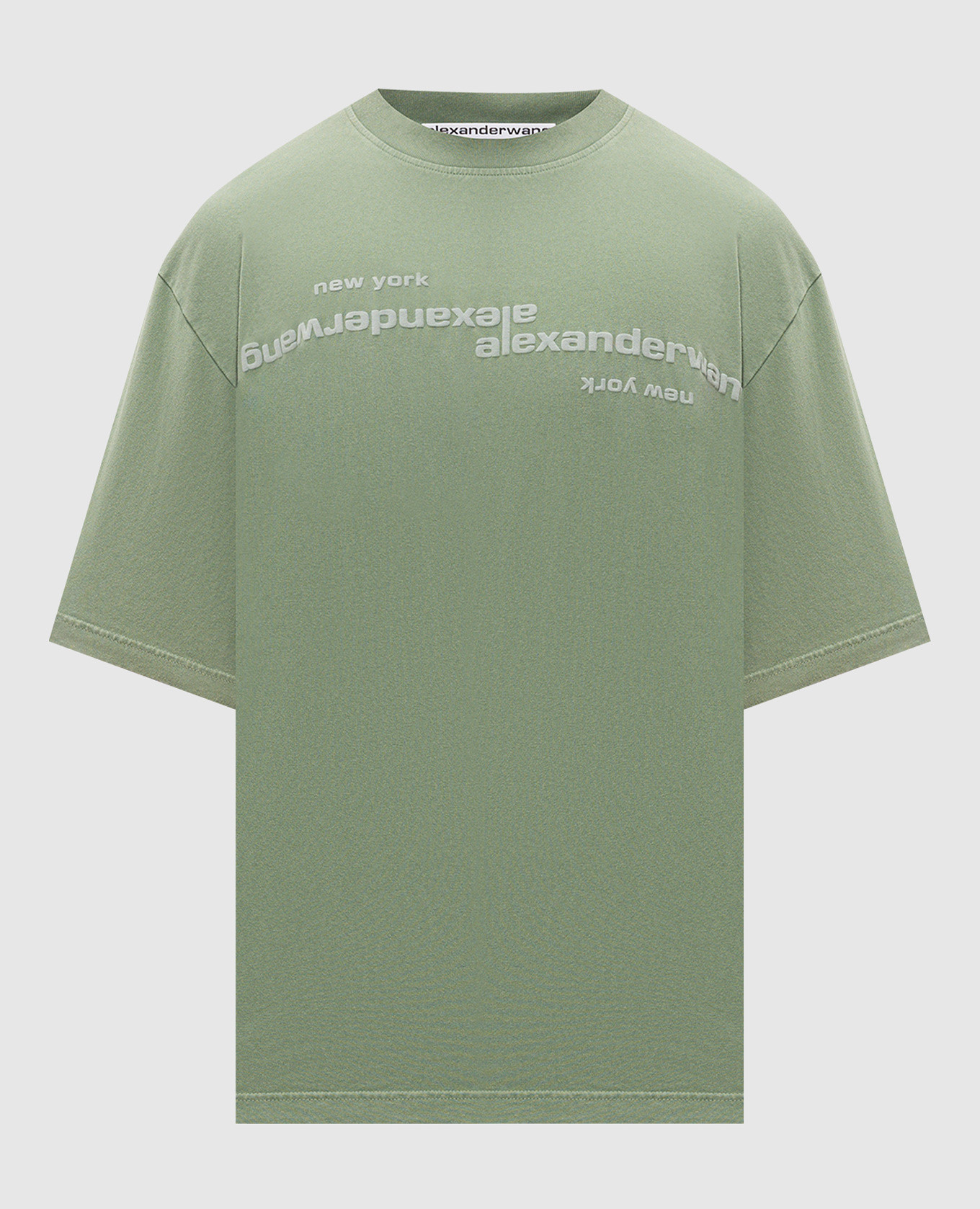 Green t-shirt with textured logo print