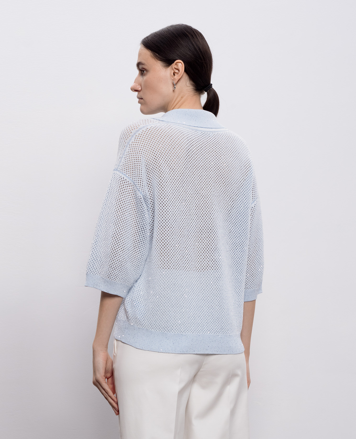 

Blue openwork pullover with sequins Peserico, Light blue
