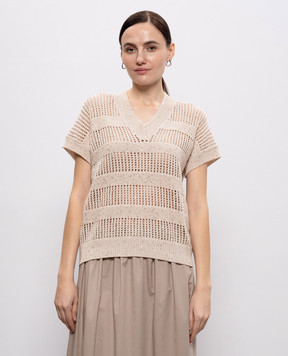 Peserico Beige top with sequins S99122F0509110