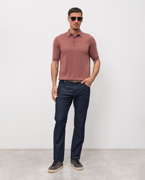 Castangia dal 1850 Burgundy polo with silk DBPB3S26