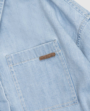 Brunello Cucinelli Children's blue shirt with a monil chain BH192C865B