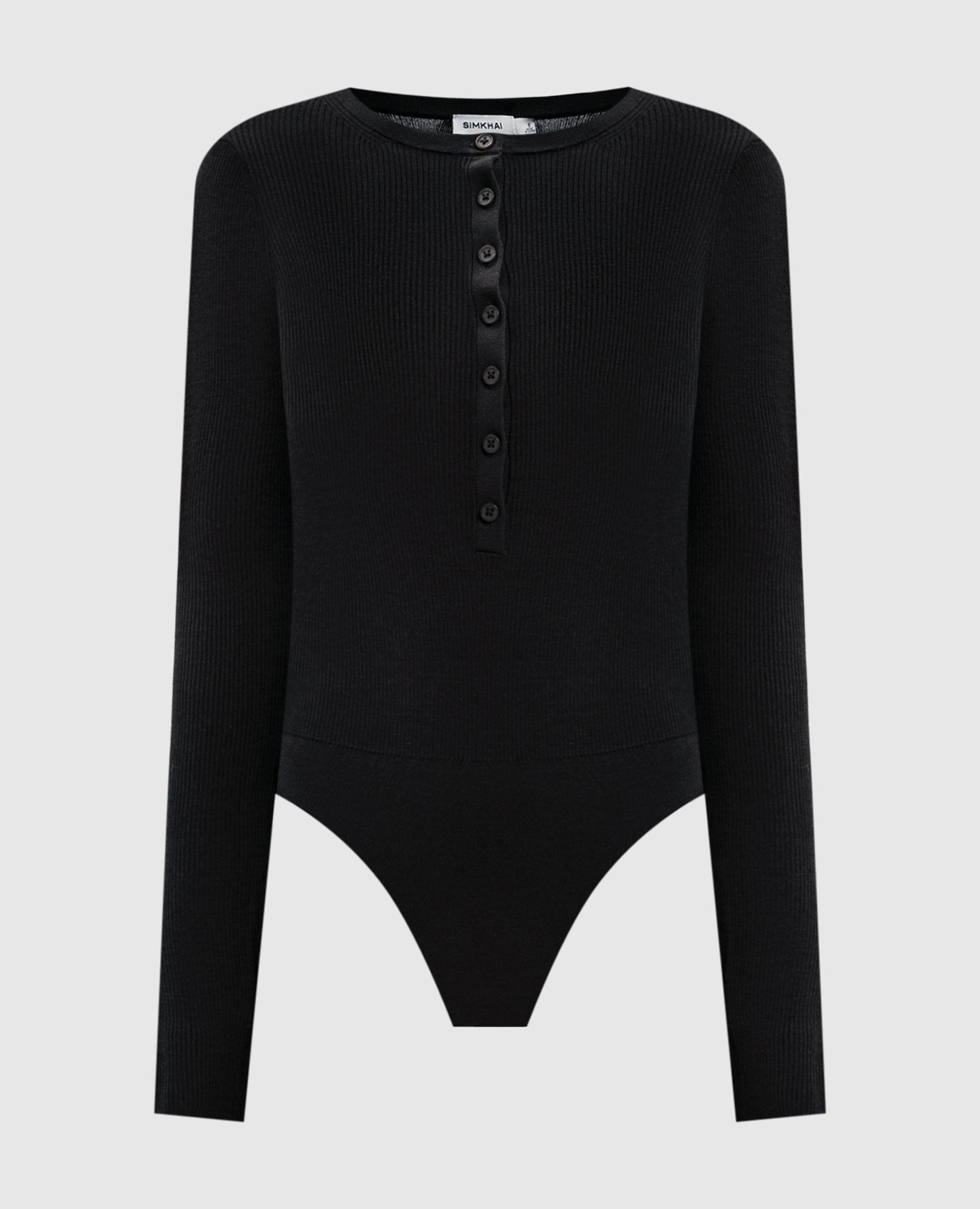 Susanne black ribbed silk and cashmere bodysuit