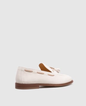 Brunello Cucinelli Gray suede loafers with tassels MZUCCLB744