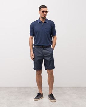 Stefano Ricci Blue silk polo with emblem K919068P31T26101