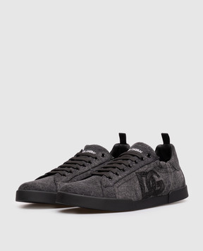 Dolce&Gabbana Black sneakers with monogram embroidery CS2445A0974