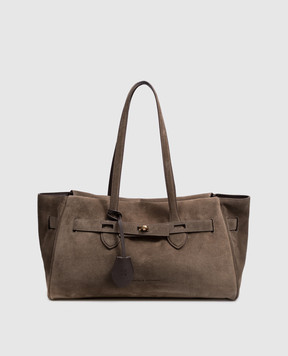 Brunello Cucinelli Brown suede bag with embossed logo MBDLB2848