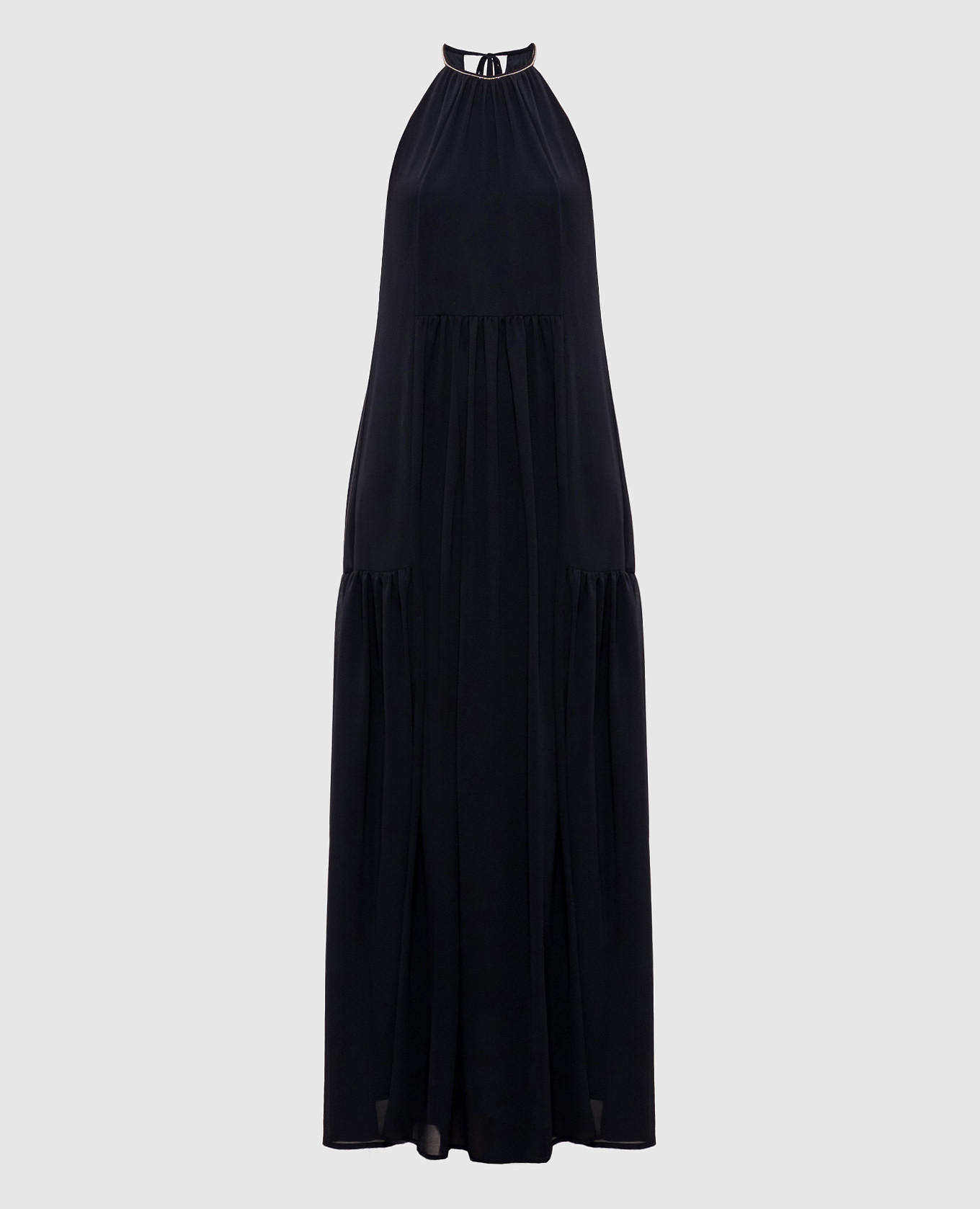 Black maxi dress with monil chain