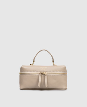 Christian Villa Beige leather bag with logo print 06301