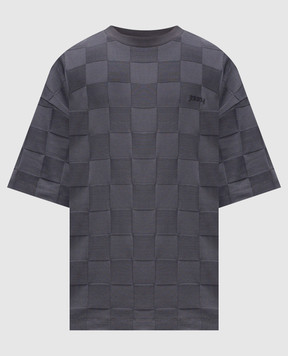 Juun.j Gray T-shirt with geometric pattern JC6442P073