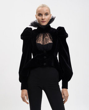 Alexander McQueen Black velvet jacket with a neckline 849830QFABM