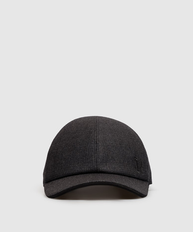 Gray wool checkered cap