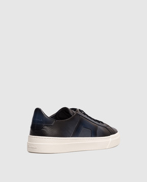 Santoni Blue perforated leather sneakers MBGT22068PNNTFGO