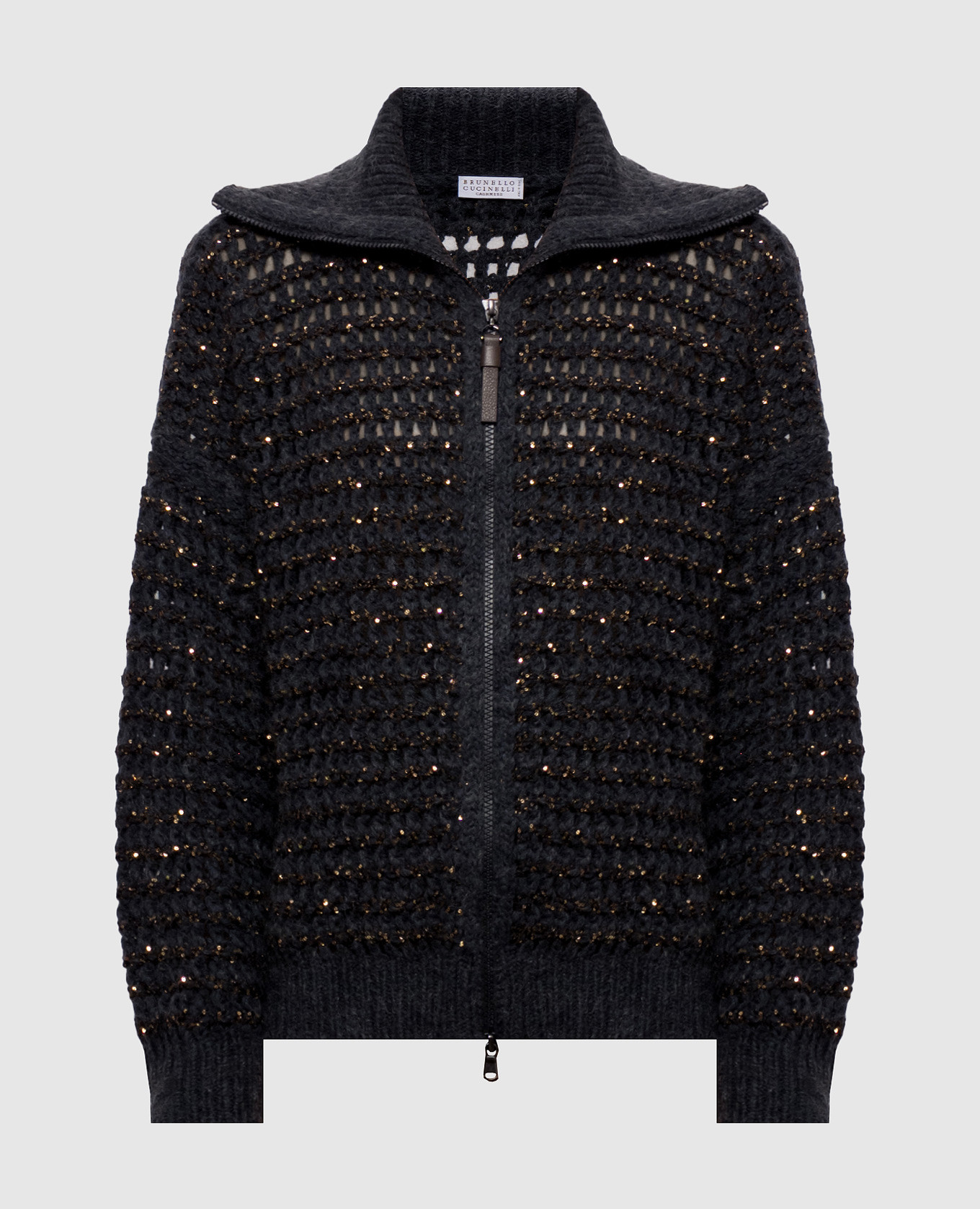Blue openwork cardigan with sequins Brunello Cucinelli