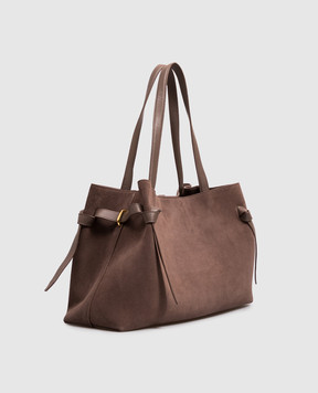 YUZEFI Brown suede Gyoza tote bag GYOZATOTESUEDE