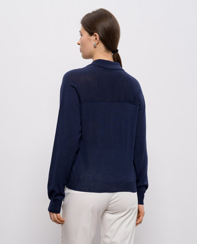 Peserico Blue wool pullover with chain A99062F18K09169