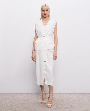Brunello Cucinelli White double-layered dress with linen MH126AFV11