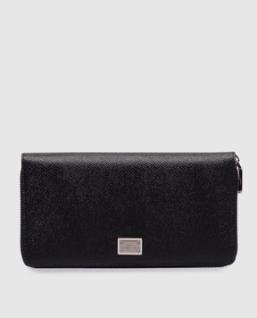 Dolce&Gabbana Black leather wallet with metal plate BP1672AG219