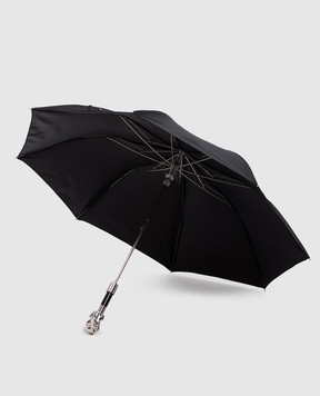 Pasotti Silver Dog black folding umbrella OMITUO64SRASOOXFORD18