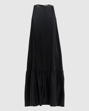 Asceno Rhea black silk ruffle dress D043F01C01