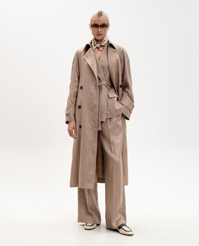 Brunello Cucinelli Beige linen trench coat with lurex MH5269873