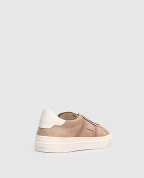 Santoni Brown nubuck sneakers with logo print MBGT21964PNNCFCT