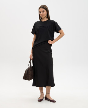 Twinset Black T-shirt with embroidered logo 261LM2NJJ