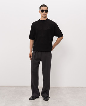 AMIRI Black knitted T-shirt with logo embroidery AMKNTE1052
