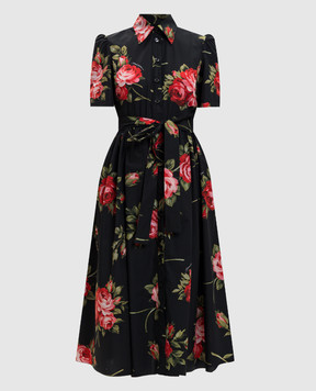 Dolce&Gabbana Black printed midi shirt dress F6JFNTHS5UT