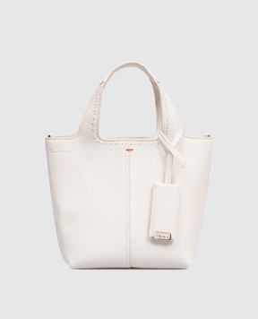 Santoni White leather tote bag with logo embossing DIBBA2781BAASIW