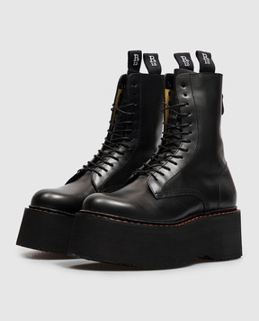 R13 Black Leather Double Stack Boots R13WS026S001A