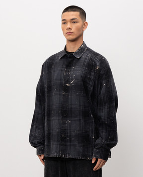 Juun.j Gray checkered shirt with logo embroidery JC6364PC04
