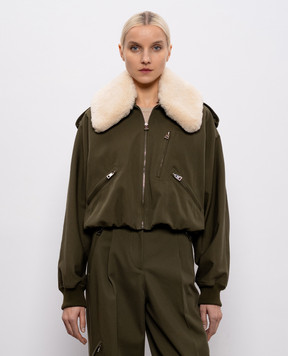 Givenchy Khaki wool jacket with removable fur BW00TT164D