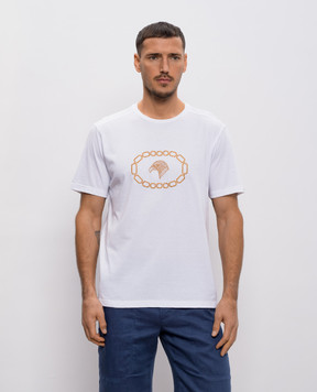 Stefano Ricci White T-shirt with embroidered emblem MNH6104970803