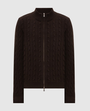 Enrico Mandelli Brown wool and cashmere cardigan 4K083A6211